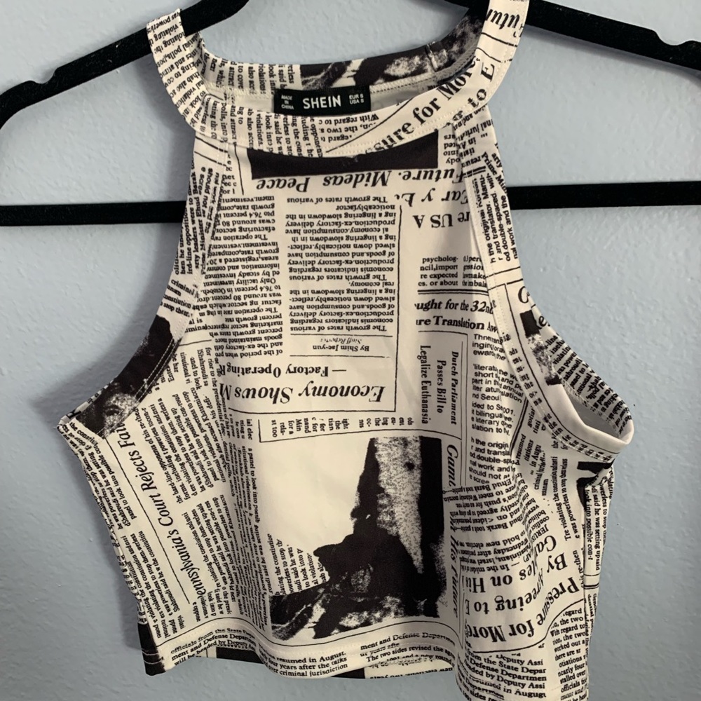 Newspaper cropped tank top
